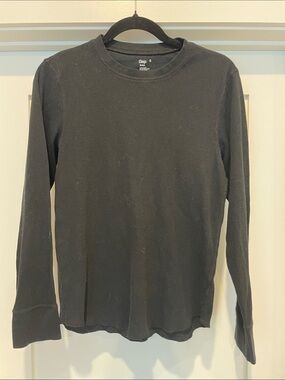 GAP Black Long-Sleeve Waffle Thermal Shirt